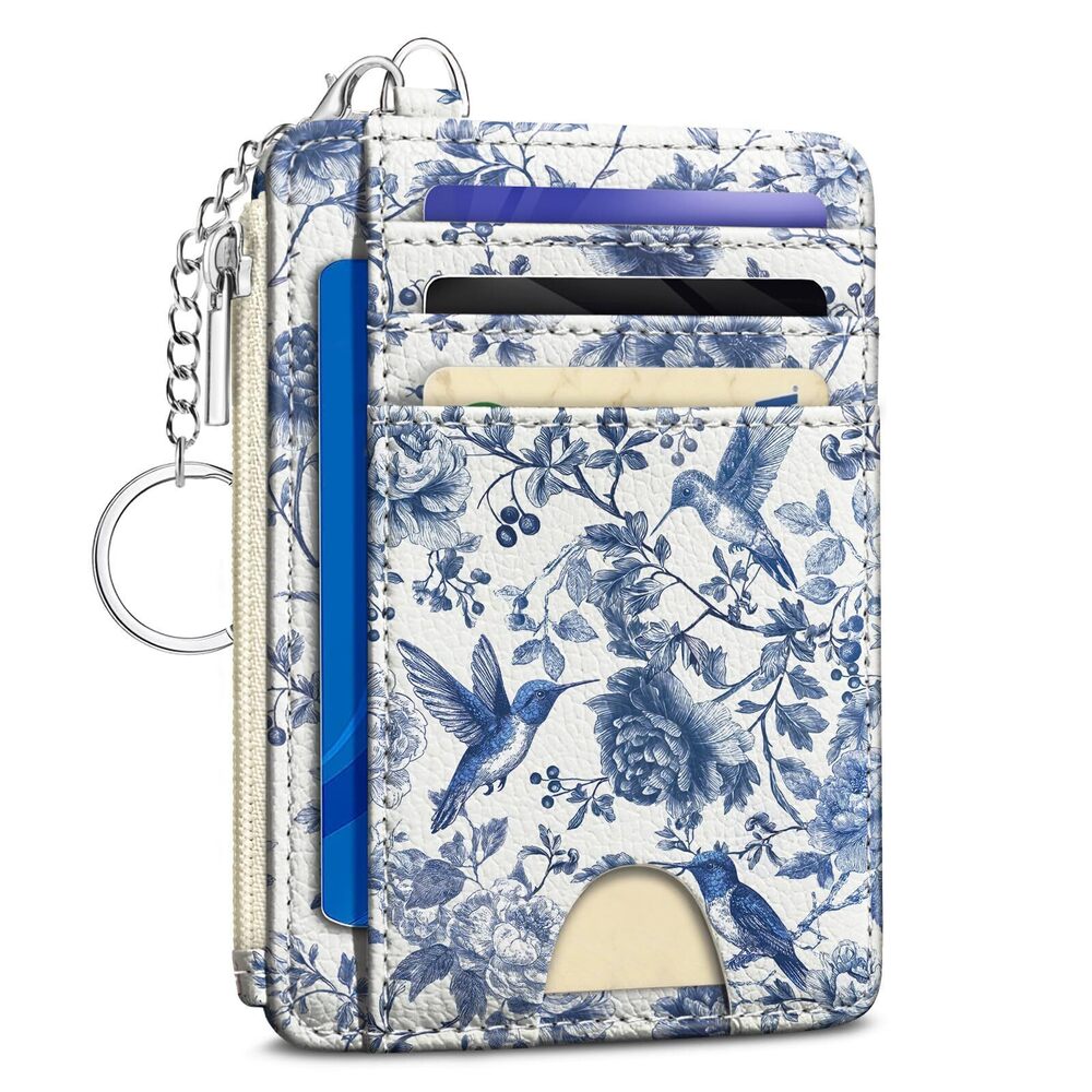 2919 Bird Flowers Credit Card Holder Small Wallet , Slim RFID Blocking
